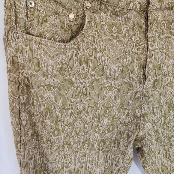 Eric Green Stretch Jeans with Cream Embroidery Skinny Mid Rise Size 12 - Picture 2 of 7